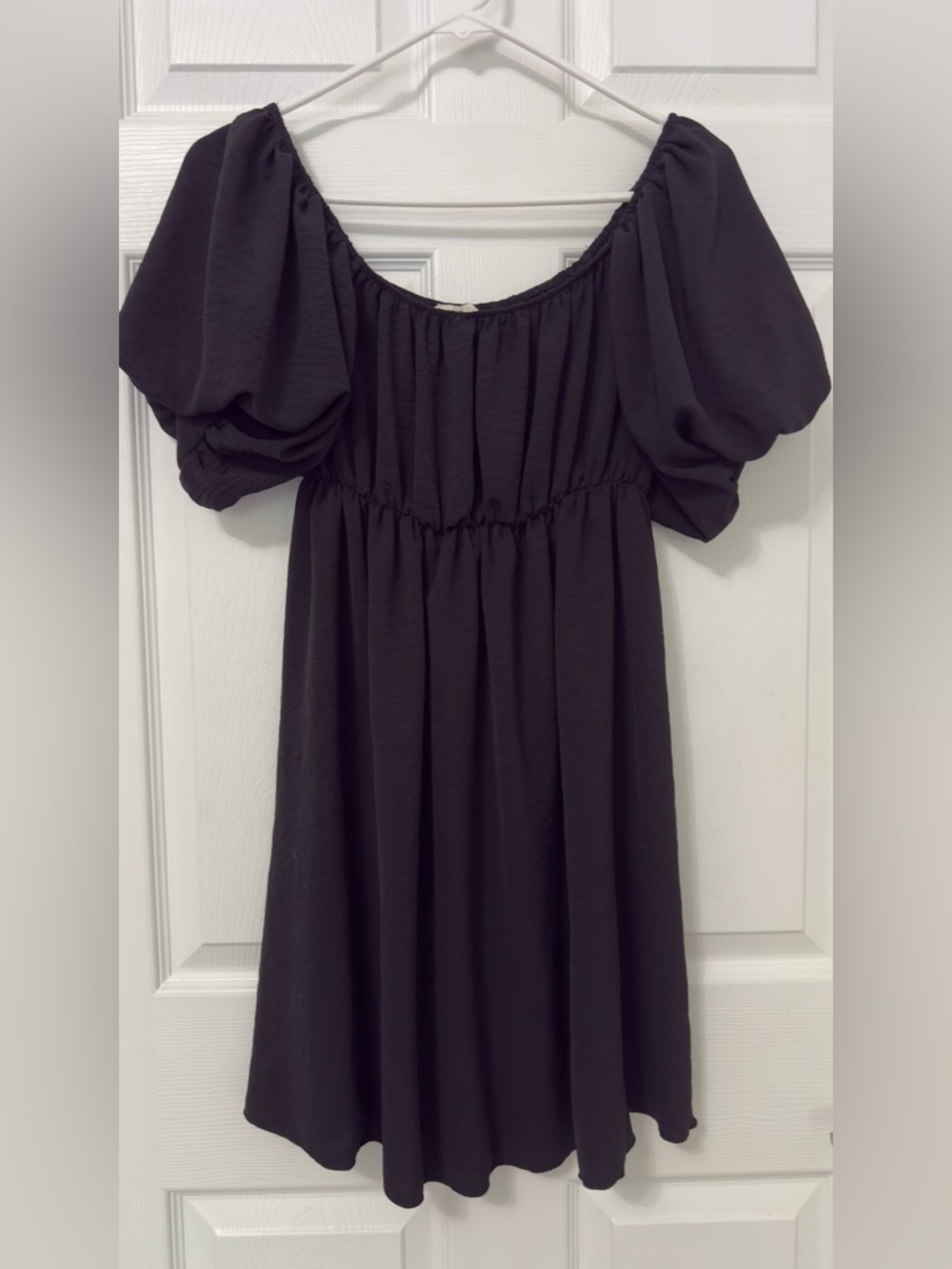 See You Monday Black Elastic Neckline Dress